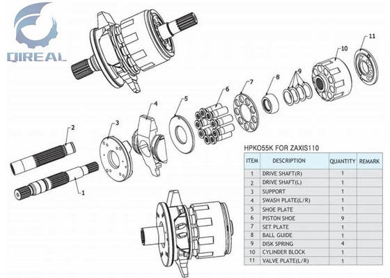 HPKO55K HPK055K Hydraulic Pump Parts For ZX110 ZX130 ZX120 Excavator