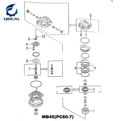MB45 hydraulic swing motor parts for PC60-7 excavator