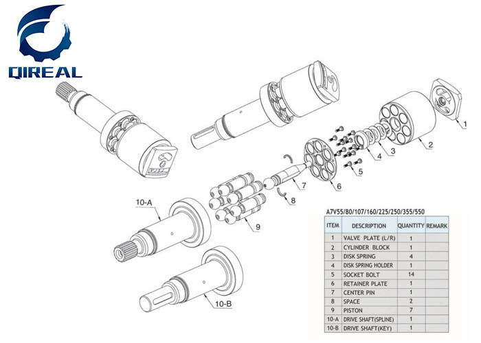 A7V Series Handok Hydraulic Pump A7V55 A7V80 A7V107 A7V160 A7V225 A7V250 A7V355 A7V550