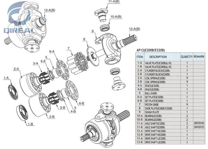 E200B E320B Excavator AP12 Pump Piston Pump Hydraulic Repair Kit Spare Parts