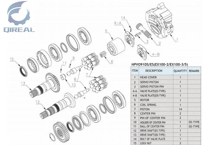 Excavator EX100-2 3 5 HPVO91DS ES Hydraulic Pump Repair Kit