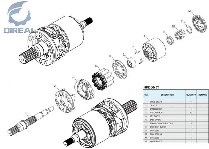 Construction Machinery Parts Excavator Parts HPD56 HPD71 Hydraulic Pump Repair Kit Rotating Piston Group