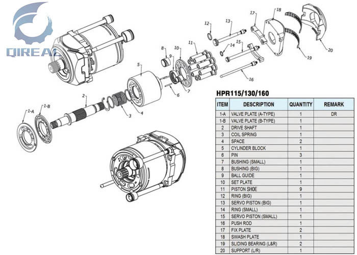 Spare Parts Rotating Piston Group HPR115 130 160  Hydraulic Pump Repair Kit
