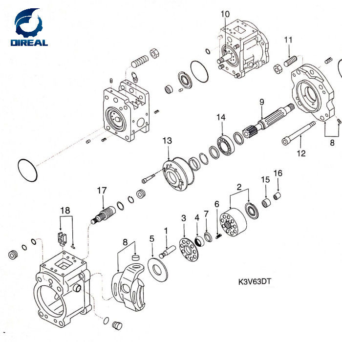  Hydraulic Main Pump Parts K3V63dt