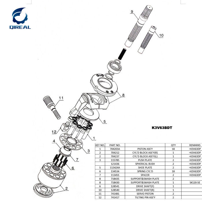  Hydraulic Main Pump Parts K3V63dt
