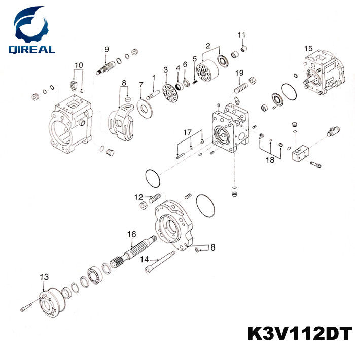 Excavator Spare Parts K3V112DT K3V112BDT Hydraulic Main Pump Parts