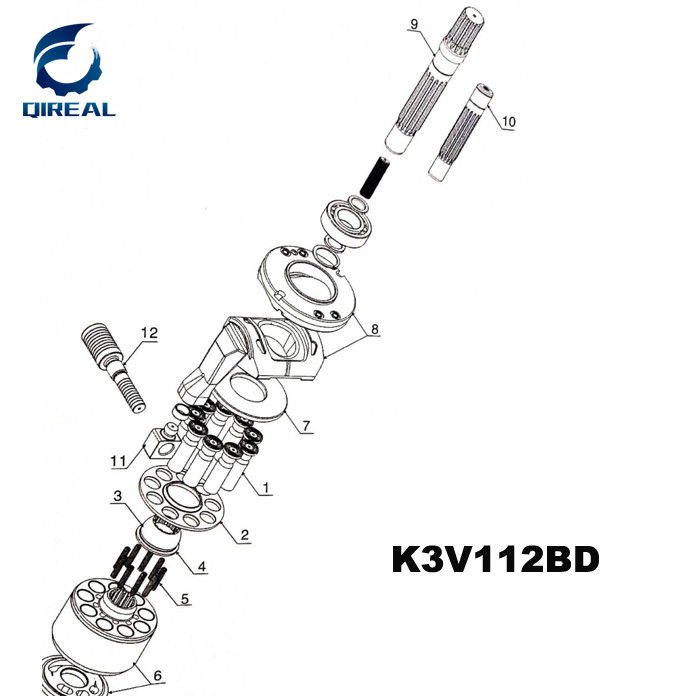 Excavator Spare Parts K3V112DT K3V112BDT Hydraulic Main Pump Parts