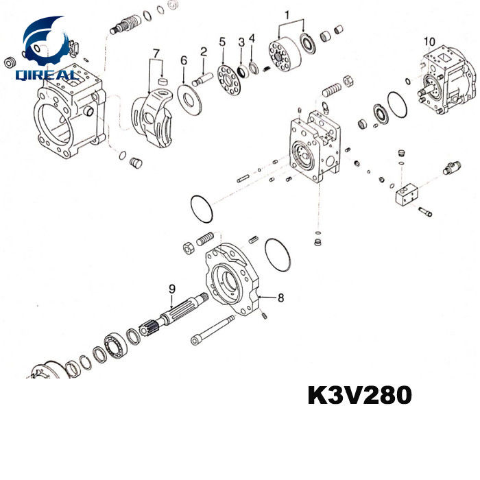 Excavator spare parts  k3v280 hydraulic piston pump parts