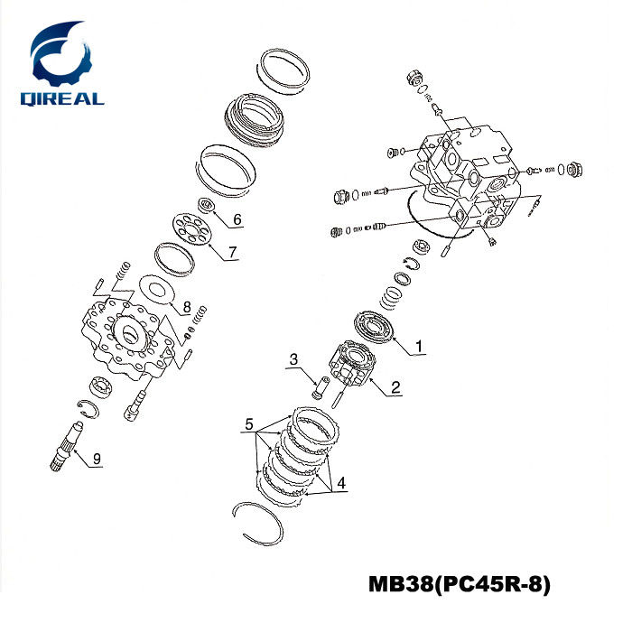 MB38 Hydraulic Swing Motor Spare Parts Repair Kit For PC45R-8 Excavator