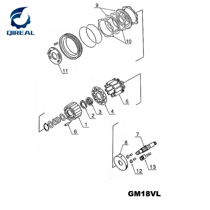 Travel Motor Repair Parts Kit for Bob 337 Mini Excavator
