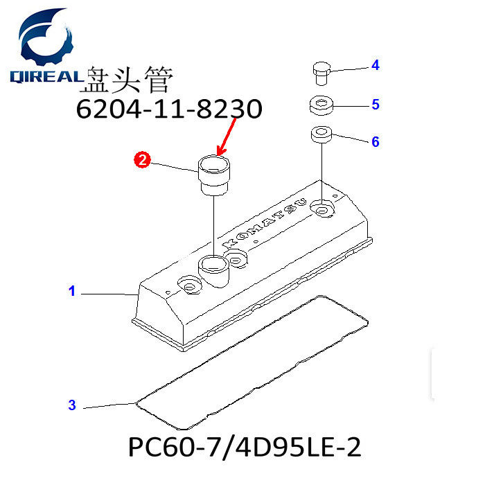 4D95 engine 6204-11-8230 hose for PC60-7 excavator