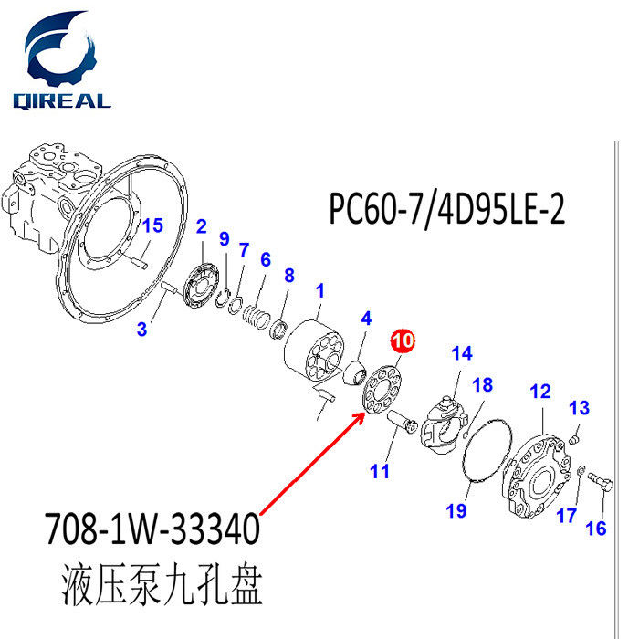 Hydraulic pump nine hole plate set plate 708-1W-3334 for PC60-7 excavator